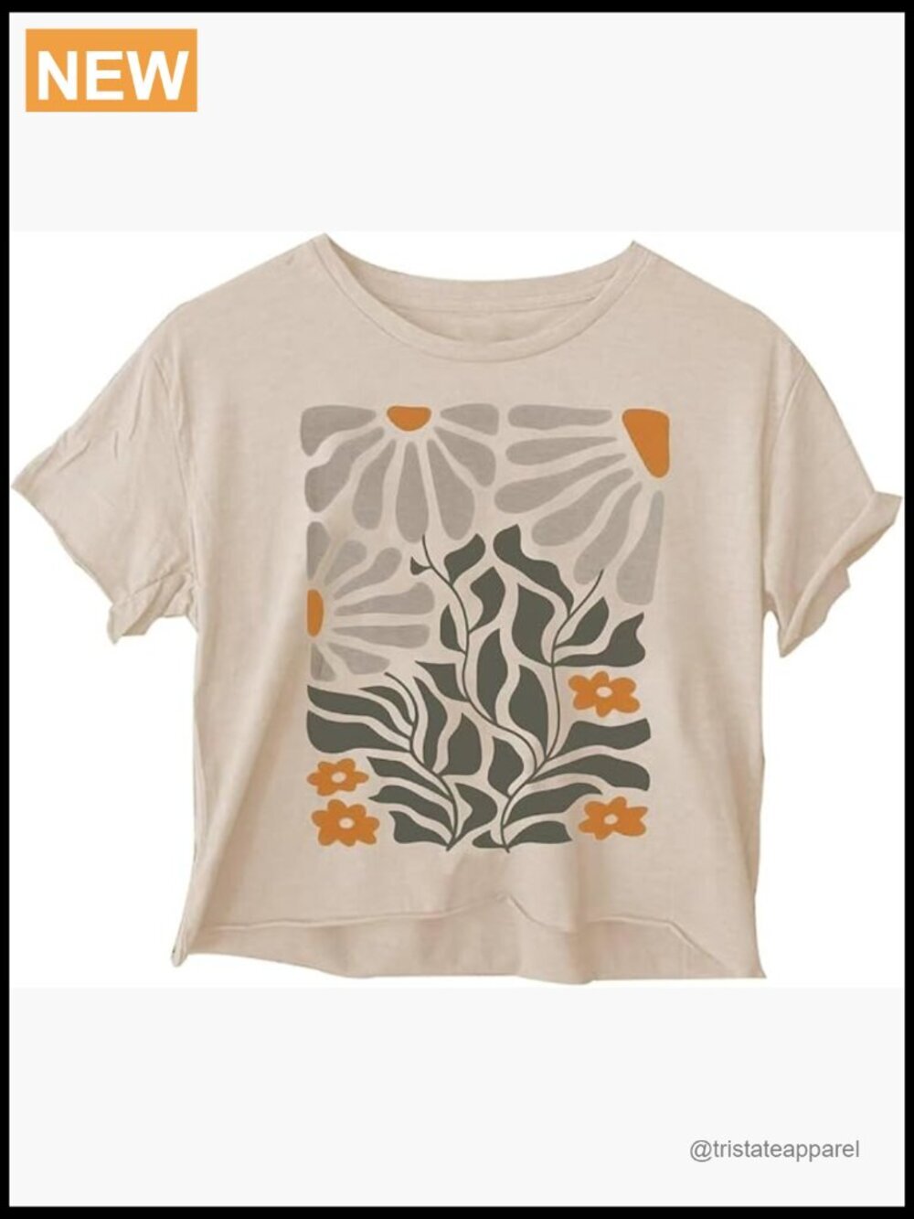 Womens Crop Top Short Sleeve Wildflower Graphic Tee Casual Loose Summer T-Shirts
